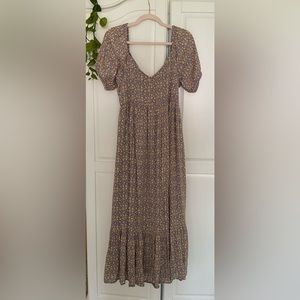 Floral puff sleeve maxi dress